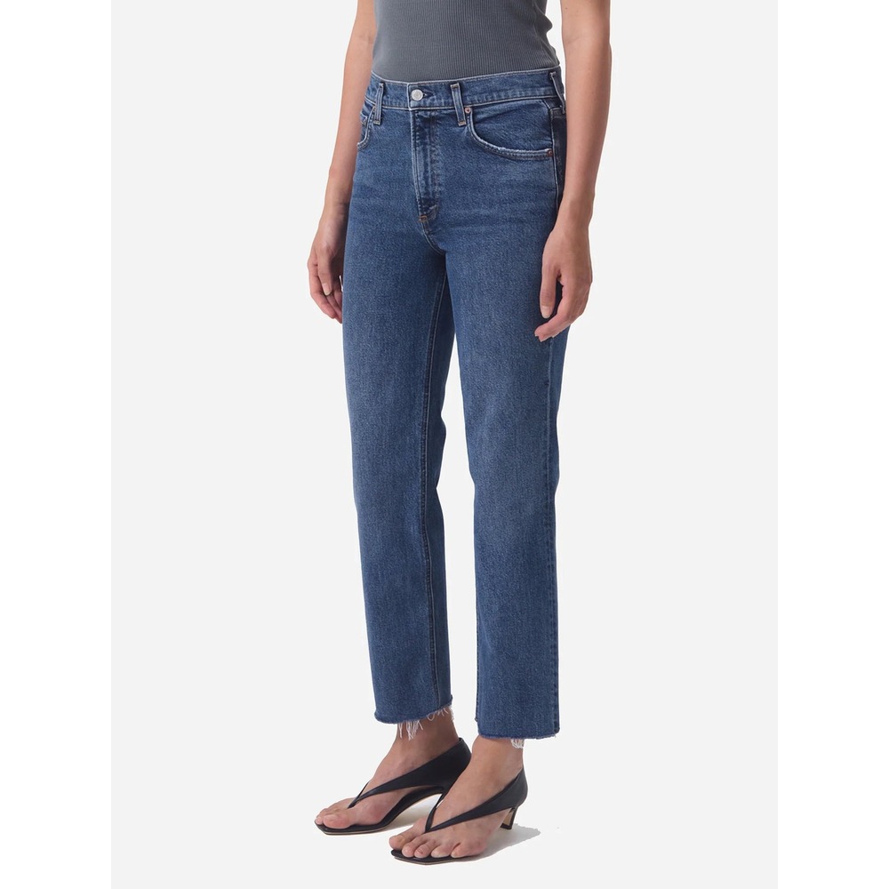 AGOLDE Kye Mid-Rise Straight Crop Raw Hem Jeans